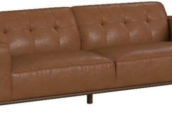 Sofa with Wood Front in Pebble Tan