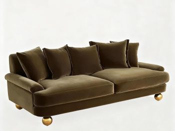 French Retro and Simple Solid Wood Three-Seater Sofa for Home Living Room, Small Apartment, Casual Model Room, Fabric Sofa