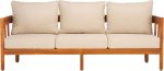 Outdoor Collection  Natural Teak Solid Wood/Taupe Cushion 3-Seater Sofa