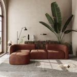 Luxury Modern Tight Curved Back Velvet Sofa, Minimalist Style Comfy Couch for Living Room Apartment, 4 Seater Modular Sectional, Tangerine