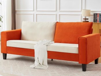 Couch for Living Room, 79" Modern Sofa with Removable Cover and Deep Seat, Linen 3 Seater Comfy Sofa for Small Spaces, Apartment, Color-Block