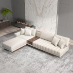 Sectional Sofa – 126" Oversized L-Shaped Modular Couch with Storage Table & Ottoman, White Microfiber Leather Sofa for Modern Living Room or Family Space (Microfiber Leather, Ivory)