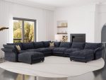 Oversized Sectional Couches for Living Room, 159" Extra Wide, Deep Cloud Modular Sectional Sofa with Storage, Adjustable Arms, High Backs, 9 Seater, Dark Grey Chenille | Extra Wide Deep Seat, Thick Plush Cushion, Certified Fabric