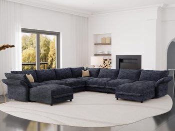 Oversized Sectional Couches for Living Room, 159" Extra Wide, Deep Cloud Modular Sectional Sofa with Storage, Adjustable Arms, High Backs, 9 Seater, Dark Grey Chenille | Extra Wide Deep Seat, Thick Plush Cushion, Certified Fabric