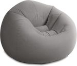 Beanless Bag Inflatable Lounge Chair: Corduroy Textured Flocking – Durable Vinyl – Folds Compactly – 220lb Weight Capacity – 45" x 45" x 28"