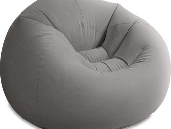 Beanless Bag Inflatable Lounge Chair: Corduroy Textured Flocking – Durable Vinyl – Folds Compactly – 220lb Weight Capacity – 45" x 45" x 28"