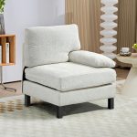 Module for Modular Sectional Sofa, Right Facing Armchair with Wood Legs and Pocket Spring for Living Room, Bedroom, Cream White