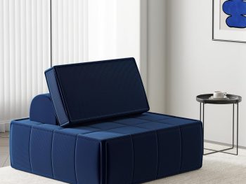Modular Sectional Sofa, 35" Corduroy Sofa Sleeper Deep Seat Sofa with Adjustable Backrest, Small Couch for Small Spaces, Living Room, Bedroom, Apartment,Blue Office Couch