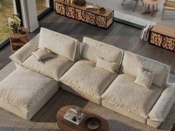 Oversized Modular Sectional Sailboat Sofa for Living Room with Adjustable Backrest Sectional Couches Large Deep Sofa Set 3 Seats Big with Ottoman Comfy Cloud Couch for House Office