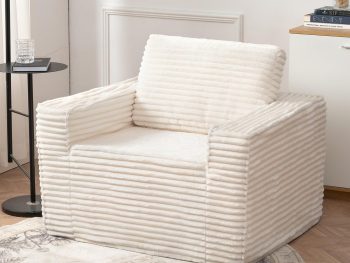 Plush Bean Bag Chair for Adults with Armrests,Bean Bag Sofa Chair with Pillows for Living Room, Bedroom,Dorm (Beige)