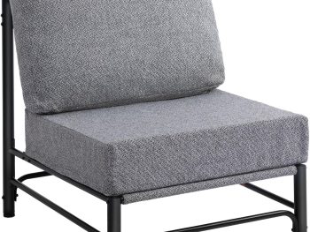 Mid Century Modern Accent Chair, Comfy Reading Chair with Soft Cushion, Metal Frame Fabric Large Lazy Chair, Upholstered Lounge Sofa Chairs for Living Room, Bedroom, Balcony, Black