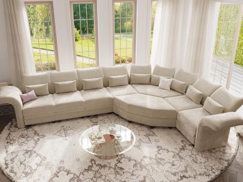 173" Oversized Modular Sectional Sofa with 6-Side Deep Chaise & Adjustable Armrest & High Backrest & Storage Seat, L Shaped Flower Sectional Couches for Living Room, Chenille Khaki | Pet-Friendly Fabric, Plush Cushions