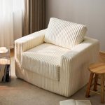 Giant Bean Bag Chair for Adults, Comfy Bean Bag Sofa with Pillows and Armrests, Large Plush Upholstered Floor Sofa Bean Chair for Living Room Bedroom, White