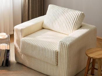 Giant Bean Bag Chair for Adults, Comfy Bean Bag Sofa with Pillows and Armrests, Large Plush Upholstered Floor Sofa Bean Chair for Living Room Bedroom, White