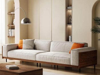 Modern 4-Seater Sofa for Living Room - Comfortable  Couch with Wood Frame and Metal Legs, Easy Assembly, Ideal for Office, Apartment, or Living Room, 111.81", Grey