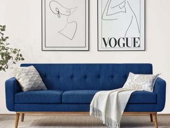 Sofa Couch, Mid Century Modern Sofa with Solid Wood Frame, Button Tufted Couch for Bedroom, Living Room, Office, Apartment (Dark Blue, 80 inch)