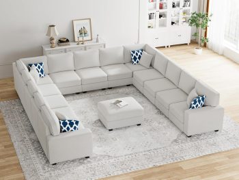 Modular Sectional Sofa L Shaped Couch with Ottoman Modern Reversible Corner Sectional Couch for Living Room