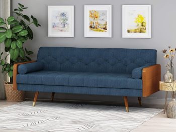 72" Sofa Couch with Wood Frame,Button-Tufted Fabric Upholstery,Mid Century Modern Design
